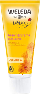 WELEDA Organic Baby Calendula Face Cream - Naturlig kosmetisk fuktighetskräm med mandelolja och bivax för torr hudvård. Naturlig ansiktskräm för spädbarn och barn (1x 50ml) Barn - Bad och hudvård Naty Shop