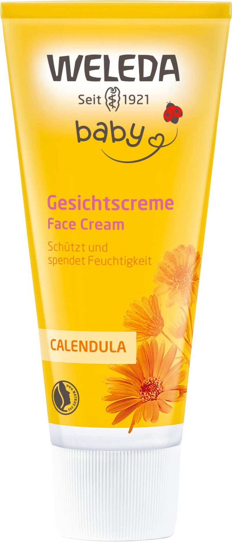 WELEDA Organic Baby Calendula Face Cream - Naturlig kosmetisk fuktighetskräm med mandelolja och bivax för torr hudvård. Naturlig ansiktskräm för spädbarn och barn (1x 50ml) Barn - Bad och hudvård Naty Shop