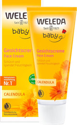 WELEDA Organic Baby Calendula Face Cream - Naturlig kosmetisk fuktighetskräm med mandelolja och bivax för torr hudvård. Naturlig ansiktskräm för spädbarn och barn (1x 50 ml) Barn - Bad och hudvård Naty Shop Ansiktskräm 50 Ml (1 förpackning)