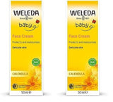 WELEDA Organic Baby Calendula Face Cream - Naturlig kosmetisk fuktighetskräm med mandelolja och bivax för torr hudvård. Naturlig ansiktskräm för spädbarn och barn (1x 50 ml) Barn - Bad och hudvård Naty Shop Ansiktskräm 50 Ml (förpackning med 2)