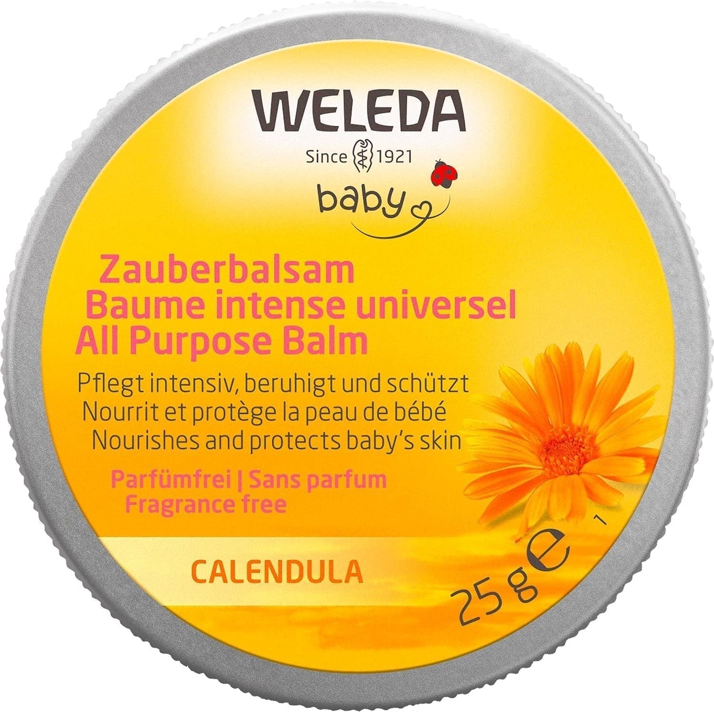 WELEDA Organic Baby Calendula Magic Balm - Universalbalsam av naturlig kosmetika för ansikte och kropp för att vårda och lugna torr hud och läppar. Universal rikt balsam för spädbarn och barn (1x 25g) Barn - Bad och hudvård Naty Shop