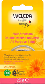 WELEDA Organic Baby Calendula Magic Balm - Universalbalsam av naturlig kosmetika för ansikte och kropp för att vårda och lugna torr hud och läppar. Universal rikt balsam för spädbarn och barn (1x 25g) Barn - Bad och hudvård Naty Shop