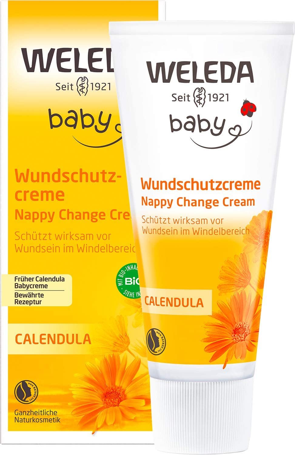 WELEDA Organic Baby Calendula Wound Protection Cream 75ml - Naturlig kosmetika sårsalva / babykräm för skydd av barnets känsliga hud i blöjområdet. Hjälper mot rodnad, irriterad hud och smärta Barn - Bad och hudvård Naty Shop Wound Protection Cream 75 Ml