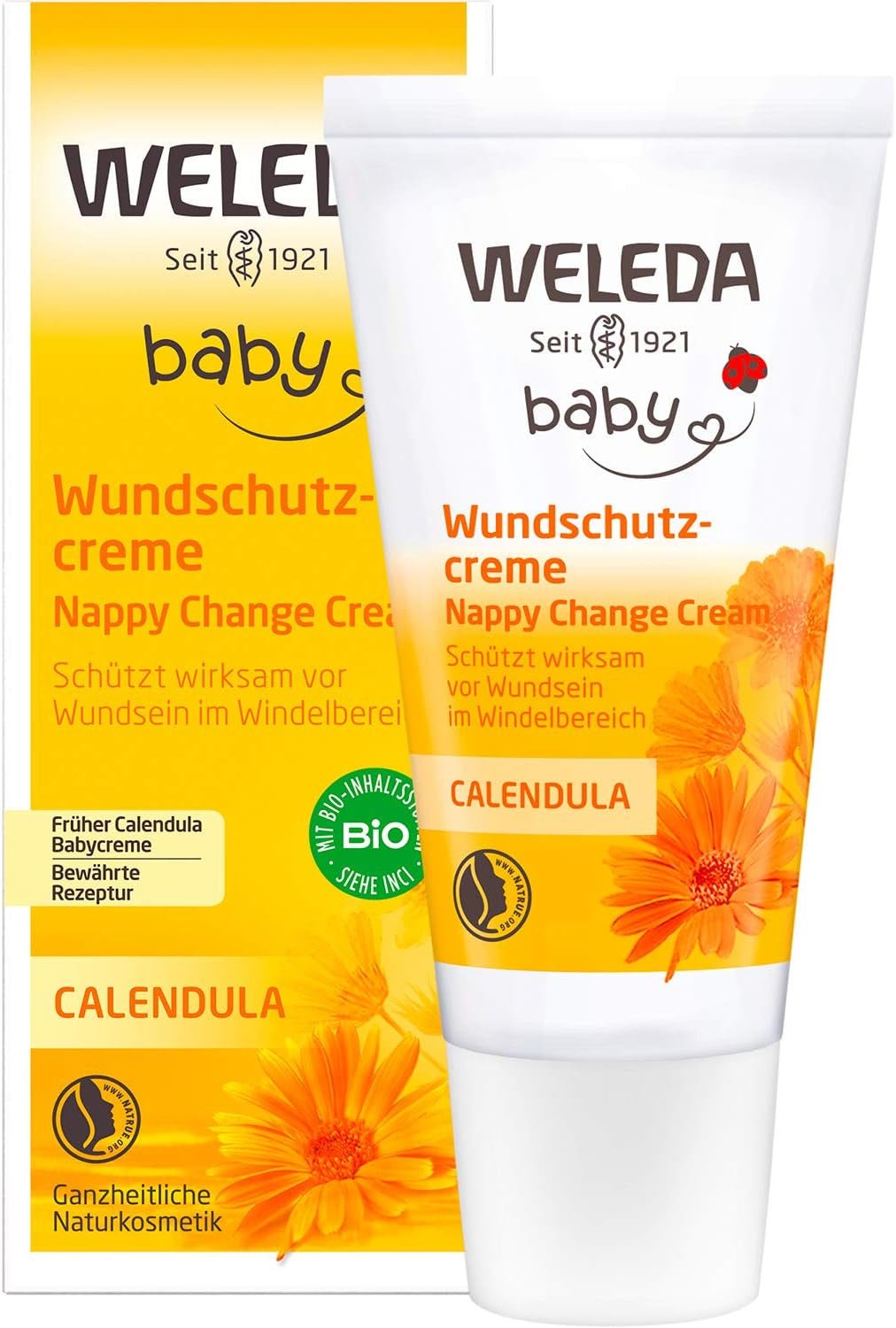 WELEDA Organic Baby Calendula Wound Protection Cream 75ml - Naturlig kosmetika sårsalva / babykräm för skydd av barnets känsliga hud i blöjområdet. Hjälper mot rodnad, irriterad hud och smärta Barn - Bad och hudvård Naty Shop Wound Protection Cream 30 Ml