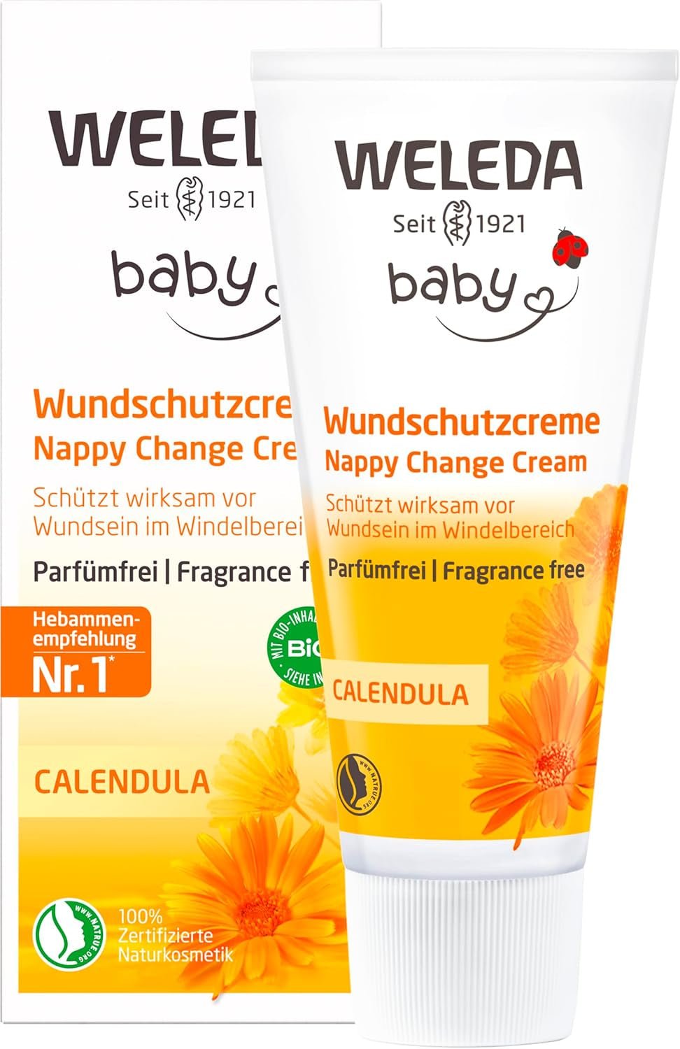 WELEDA Organic Baby Calendula Wound Protection Cream 75ml - Naturlig kosmetika sårsalva / babykräm för skydd av barnets känsliga hud i blöjområdet. Hjälper mot rodnad, irriterad hud och smärta Barn - Bad och hudvård Naty Shop Sårskyddskräm 75ml utan doft