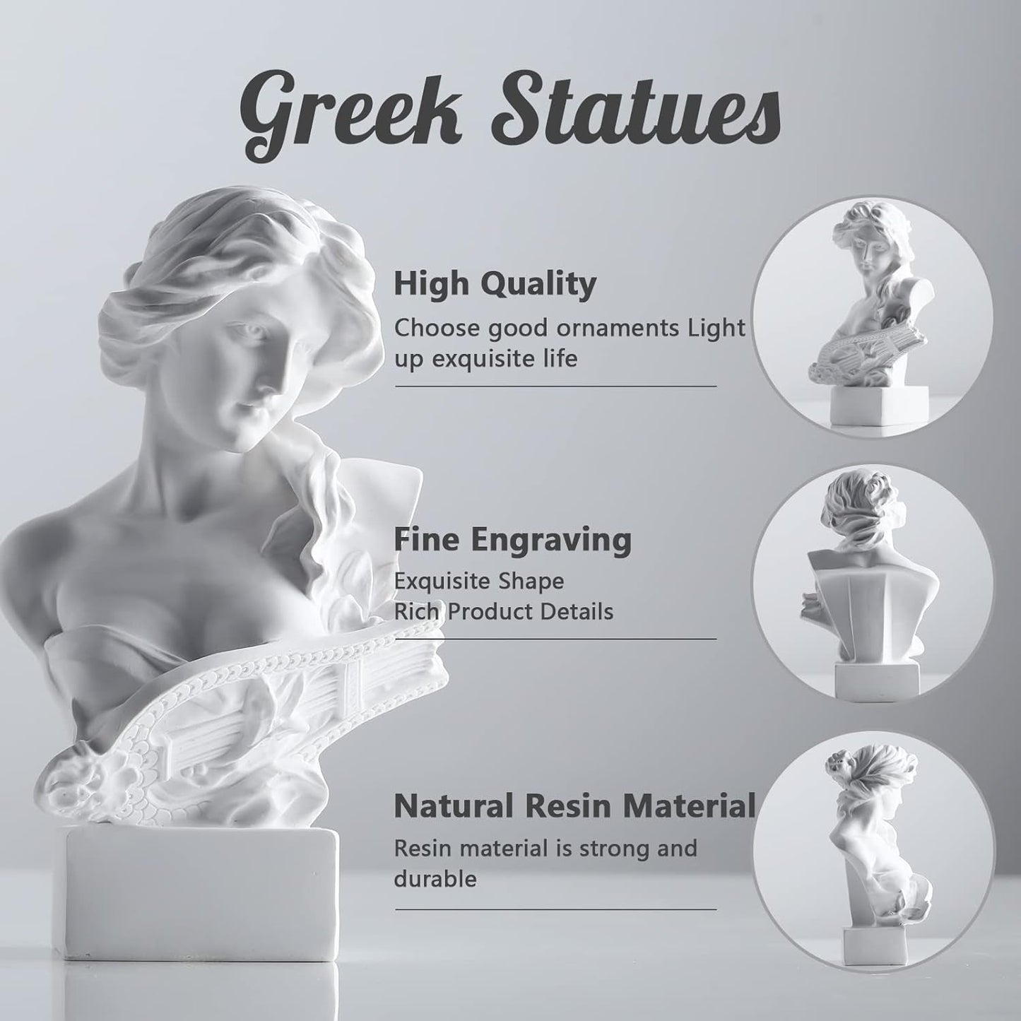 XMGZQ White Afrodite Staty Skulptur, Resin grekisk mytologi Bust Staty, för Coquette Rumsdekoration, Dark Academia Rumsdekoration, Bokhyllor, Skiljevägg, Soffbord Mittpunkt Statyetter och skulpturer Naty Shop