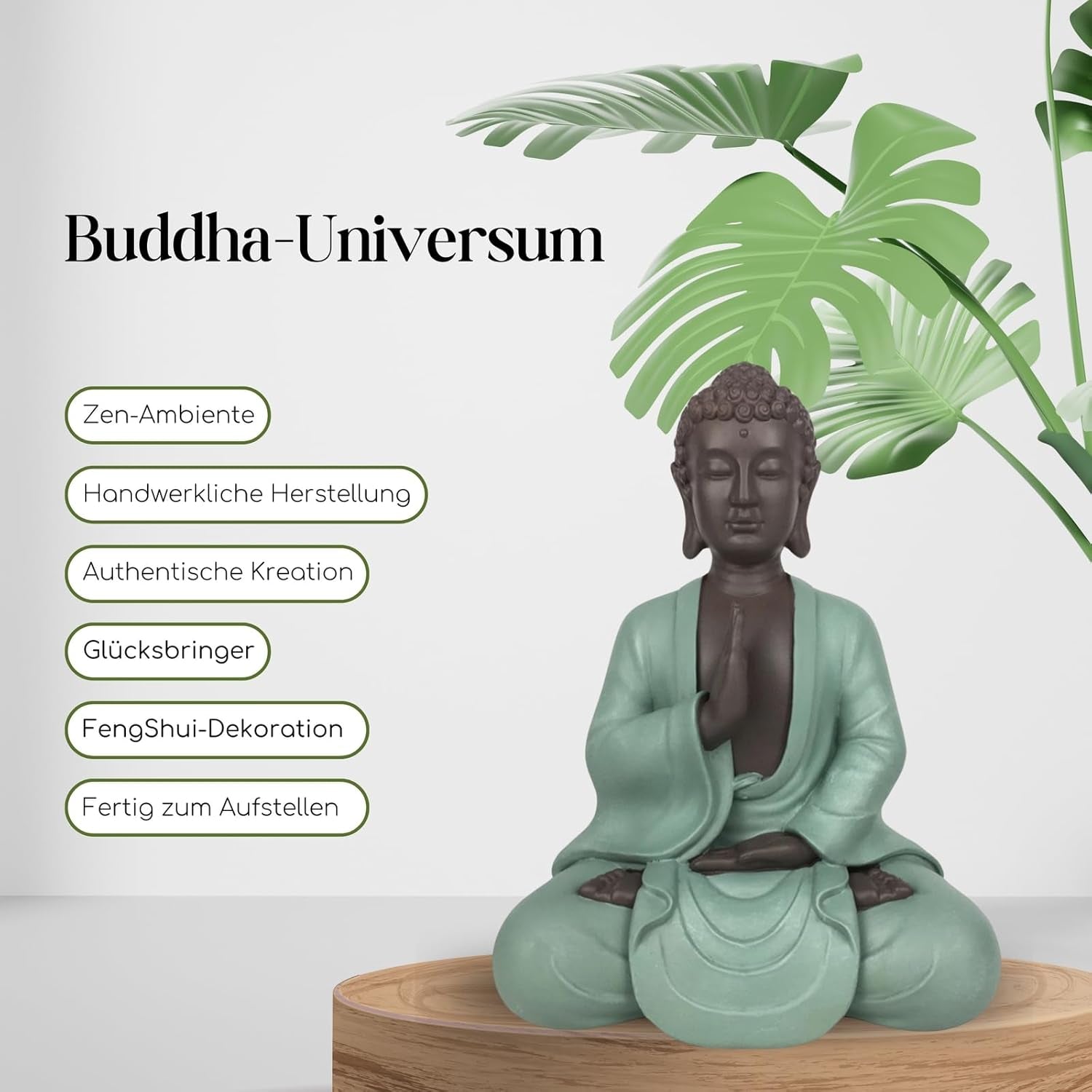 Zen Arôme SBM5 Zen Bodhi-staty, grön/brun, 20 cm höga Statyetter och skulpturer Naty Shop