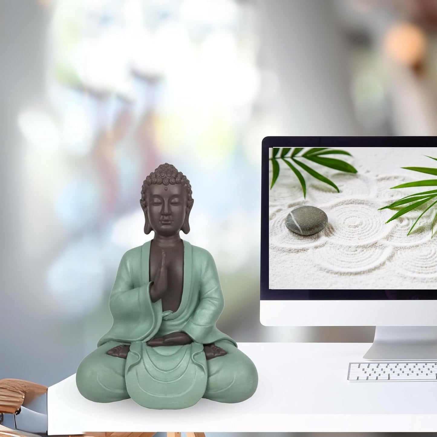 Zen Arôme SBM5 Zen Bodhi-staty, grön/brun, 20 cm höga Statyetter och skulpturer Naty Shop