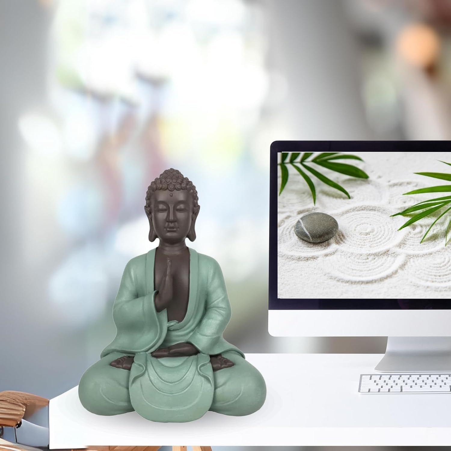 Zen Arôme SBM5 Zen Bodhi-staty, grön/brun, 20 cm höga Statyetter och skulpturer Naty Shop