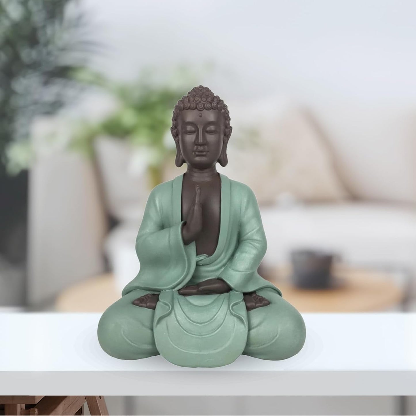 Zen Arôme SBM5 Zen Bodhi-staty, grön/brun, 20 cm höga Statyetter och skulpturer Naty Shop