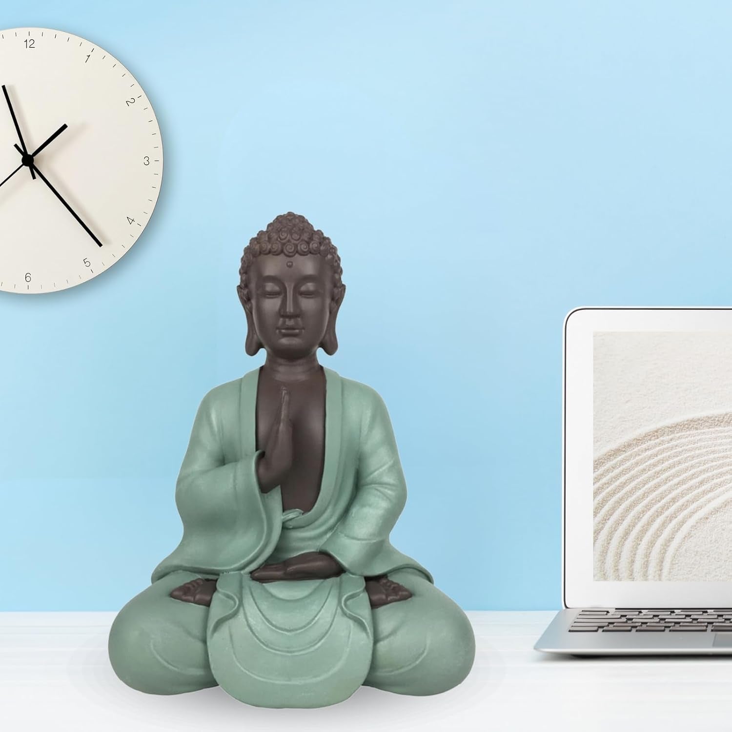 Zen Arôme SBM5 Zen Bodhi-staty, grön/brun, 20 cm höga Statyetter och skulpturer Naty Shop
