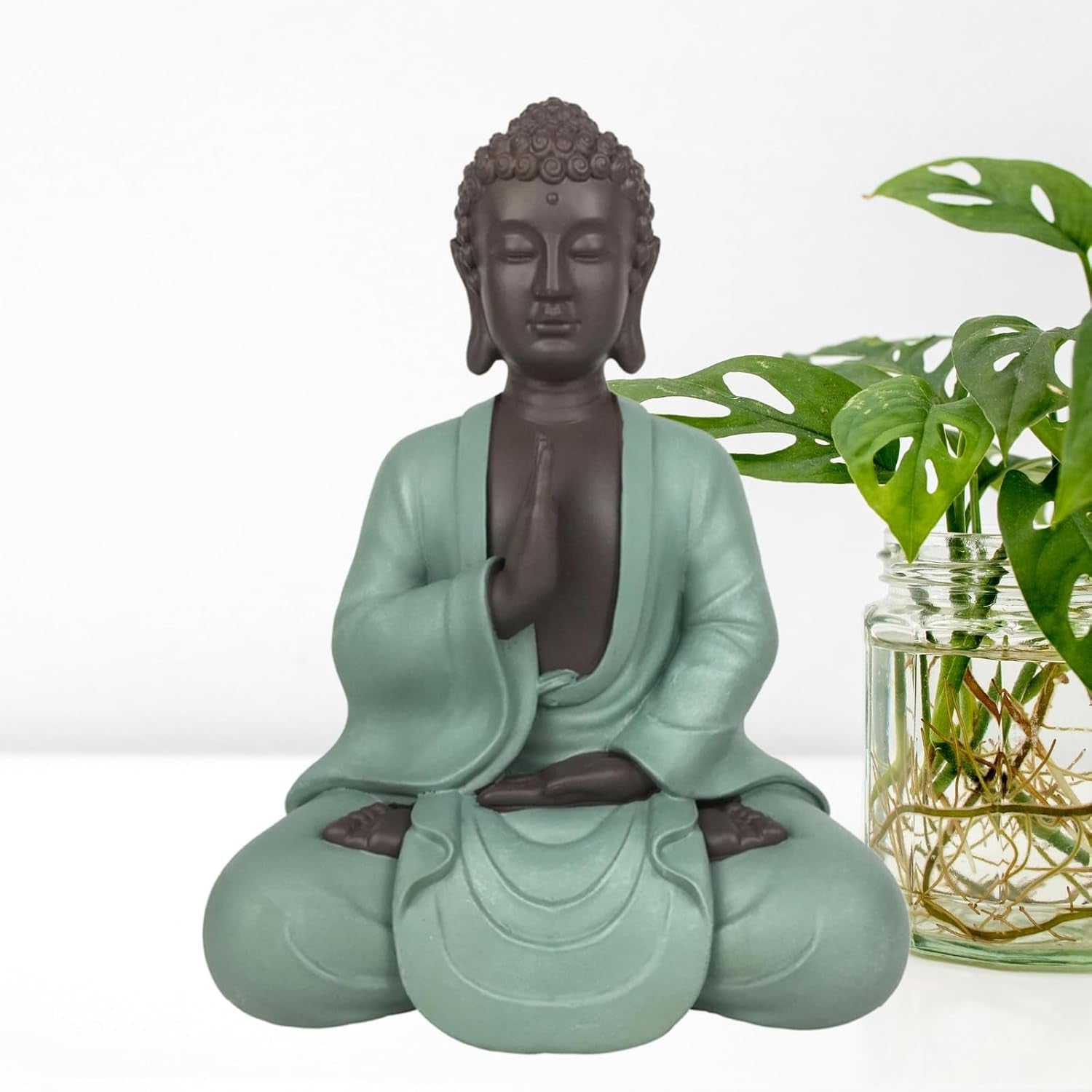 Zen Arôme SBM5 Zen Bodhi-staty, grön/brun, 20 cm höga Statyetter och skulpturer Naty Shop