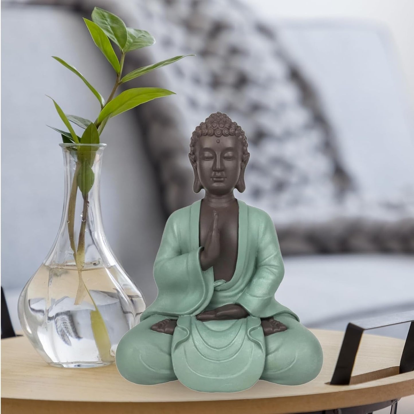 Zen Arôme SBM5 Zen Bodhi-staty, grön/brun, 20 cm höga Statyetter och skulpturer Naty Shop