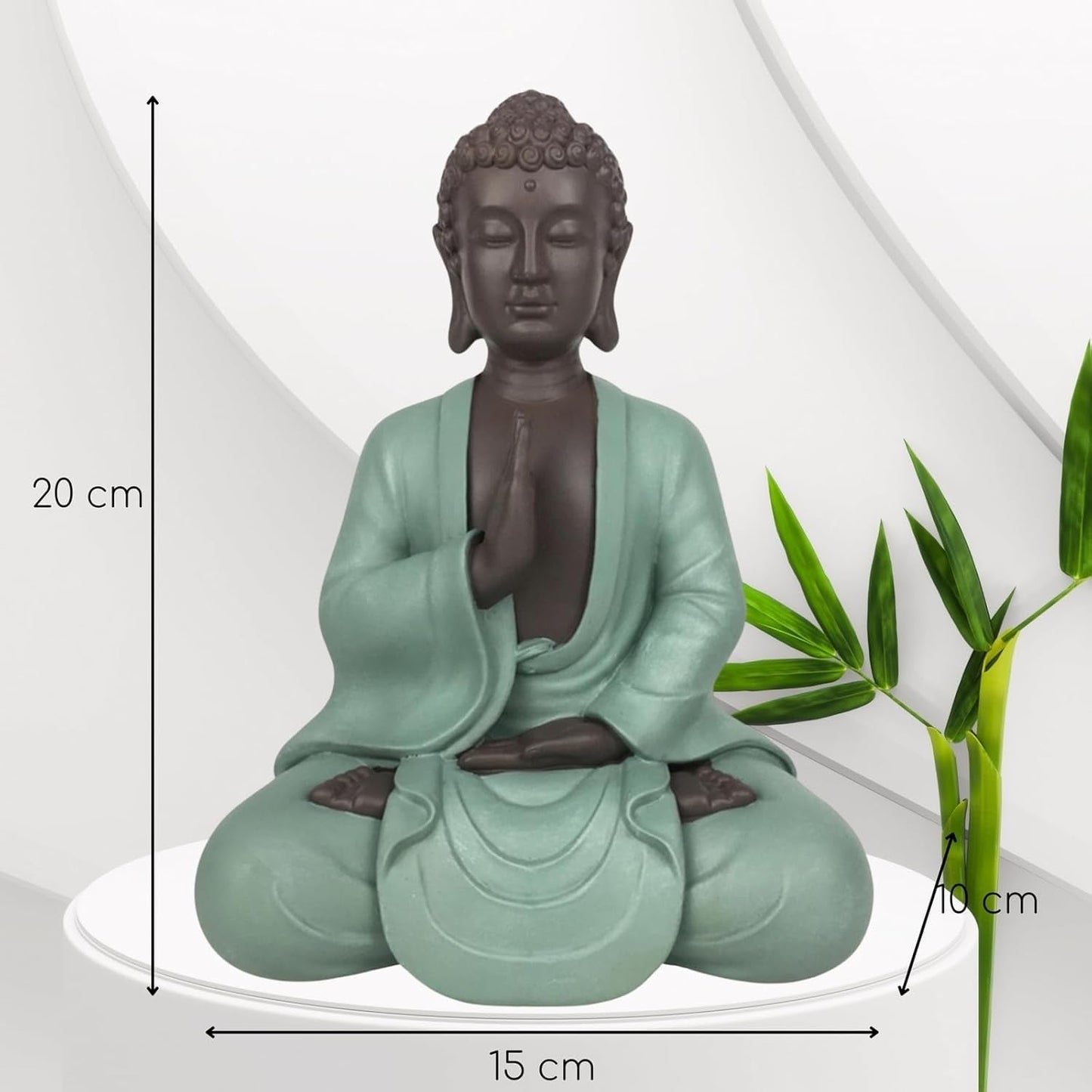 Zen Arôme SBM5 Zen Bodhi-staty, grön/brun, 20 cm höga Statyetter och skulpturer Naty Shop