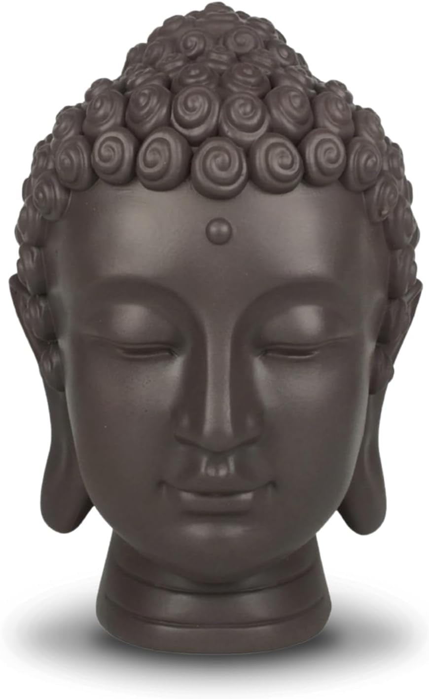 Zen'Light - Buddhahuvudstatyett - Dekoration för Zen, meditation och feng shui - Present för en avkopplande och andlig atmosfär - Buddhastatyett - Höjd: 20 cm - Färg: grön/brun Statyetter och skulpturer Naty Shop Standardtitel