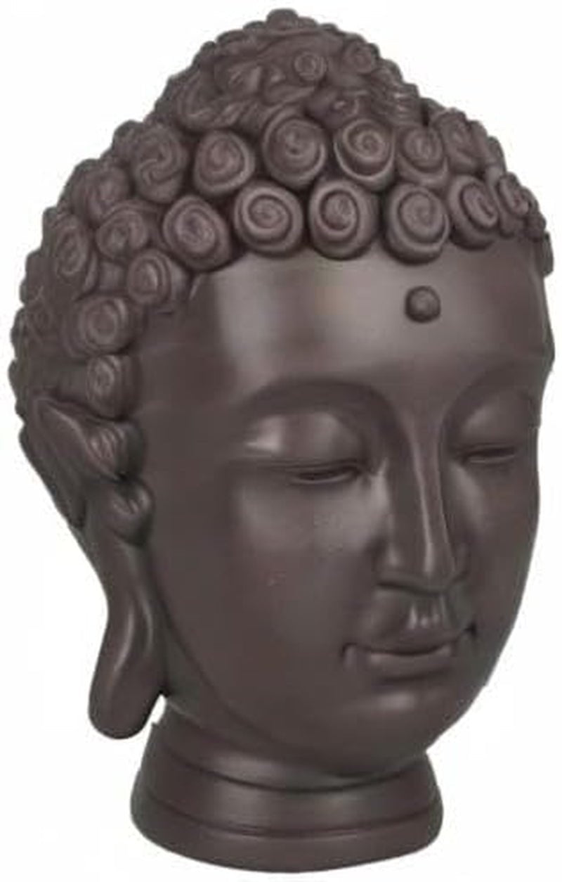 Zen'Light - Statyett med Buddhahuvud - Dekoration för Zen, meditation och feng shui - Present för en avkopplande och andlig atmosfär - Buddhastatyett - Höjd: 20 cm - Färg: grön/brun Statyetter och skulpturer Naty Shop