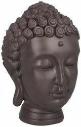 Zen'Light - Statyett med Buddhahuvud - Dekoration för Zen, meditation och feng shui - Present för en avkopplande och andlig atmosfär - Buddhastatyett - Höjd: 20 cm - Färg: grön/brun Statyetter och skulpturer Naty Shop