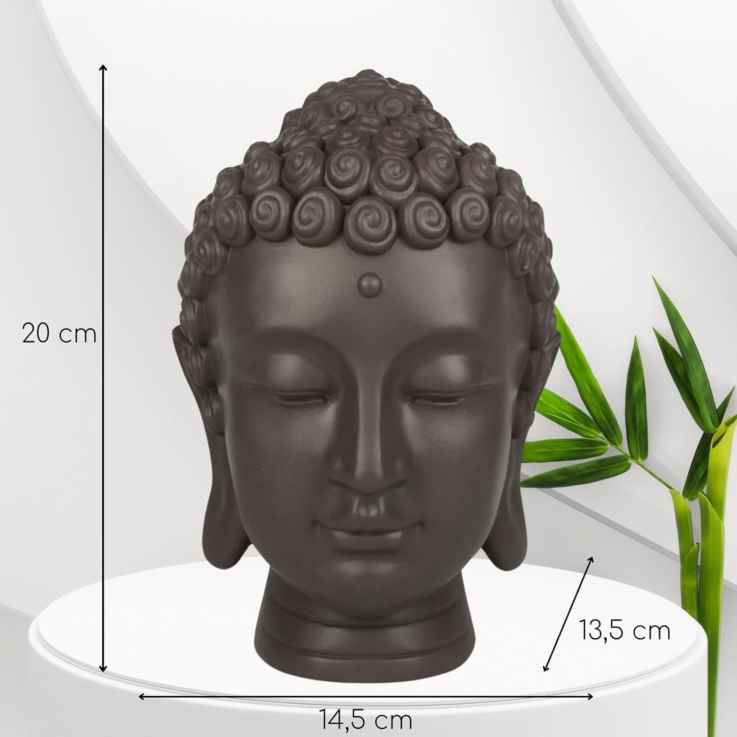 Zen'Light - Statyett med Buddhahuvud - Dekoration för Zen, meditation och feng shui - Present för en avkopplande och andlig atmosfär - Buddhastatyett - Höjd: 20 cm - Färg: grön/brun Statyetter och skulpturer Naty Shop