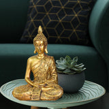 Zen'Light - Statyett med Buddhahuvud Sanci - Dekoration för Zen, meditation och feng shui - Present för en avkopplande och andlig atmosfär - Buddhastaty - Höjd: 18 cm - Färg: guld Statyetter och skulpturer Naty Shop