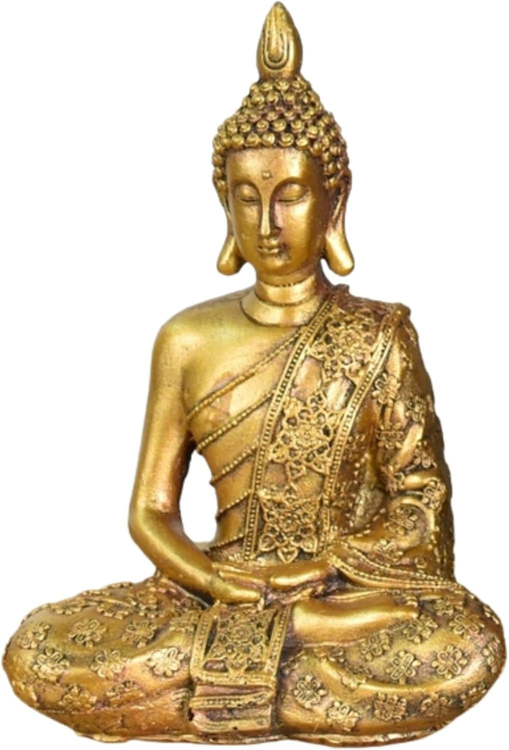 Zen'Light - Sanci Buddha-huvudstatyett - Dekoration för Zen, meditation och feng shui - Present för en avkopplande och andlig atmosfär - Buddhastaty - Höjd: 18 cm - Färg: guld Statyetter och skulpturer Naty Shop Standardtitel
