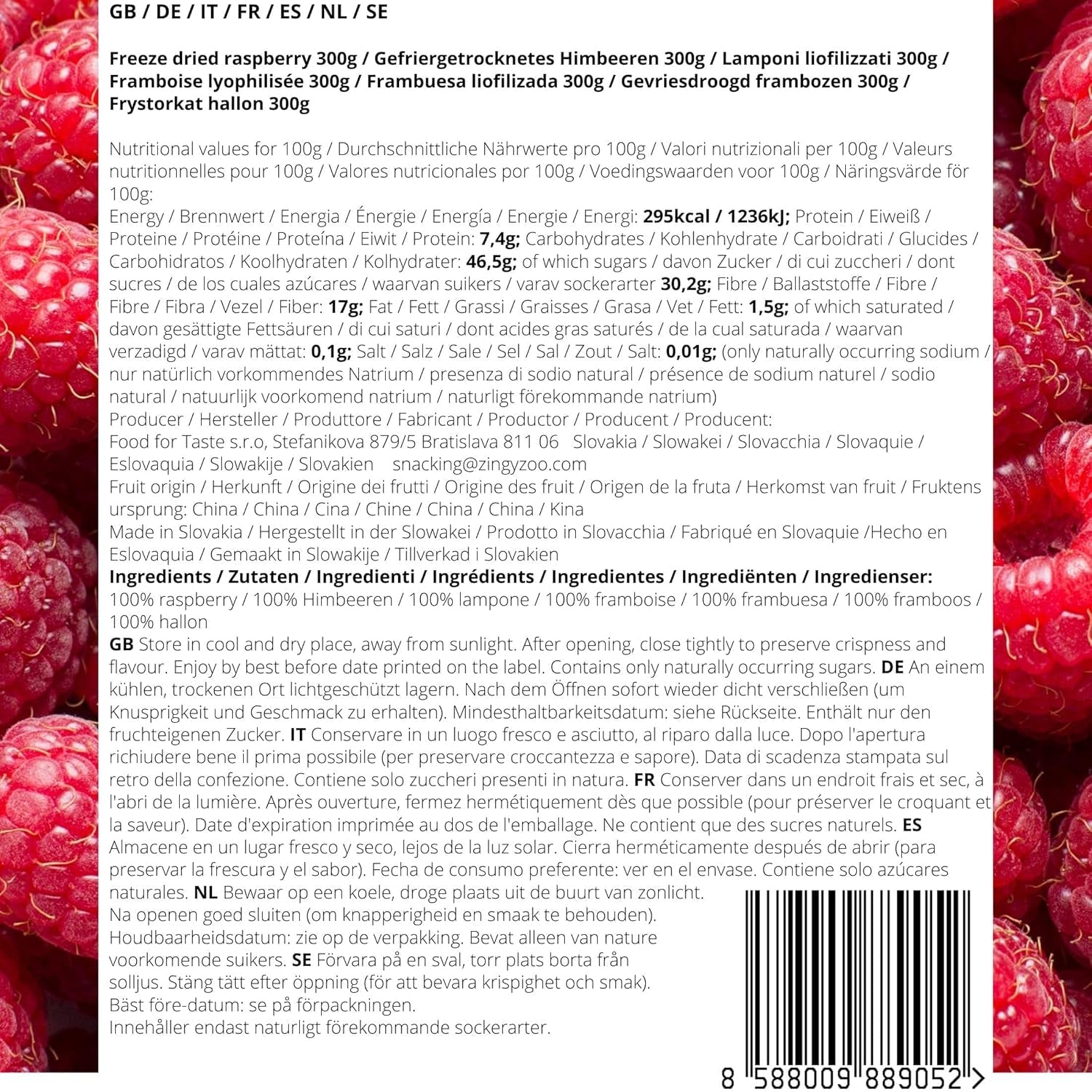 Frystorkade hallon Trasiga bitar | XL 300g Frystorkad torkad frukt | Torkade hallon Glutenfri Frystorkad frukt | Frystorkade frukter | Frystorkade hallon Naty Shop uttorkade produkter